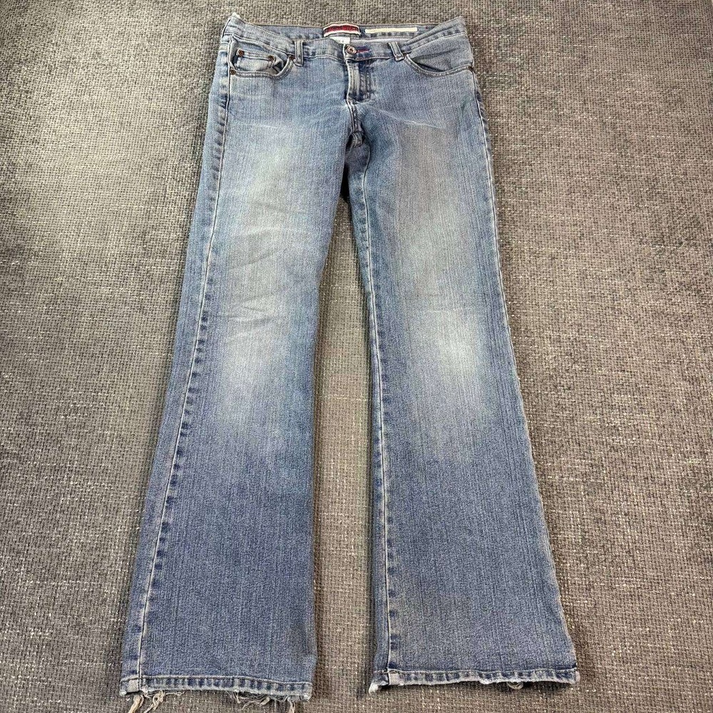 Z. Cavaricci Low Rise Flare Jeans Women Size 9 Blue Y2K Distressed Bootcut